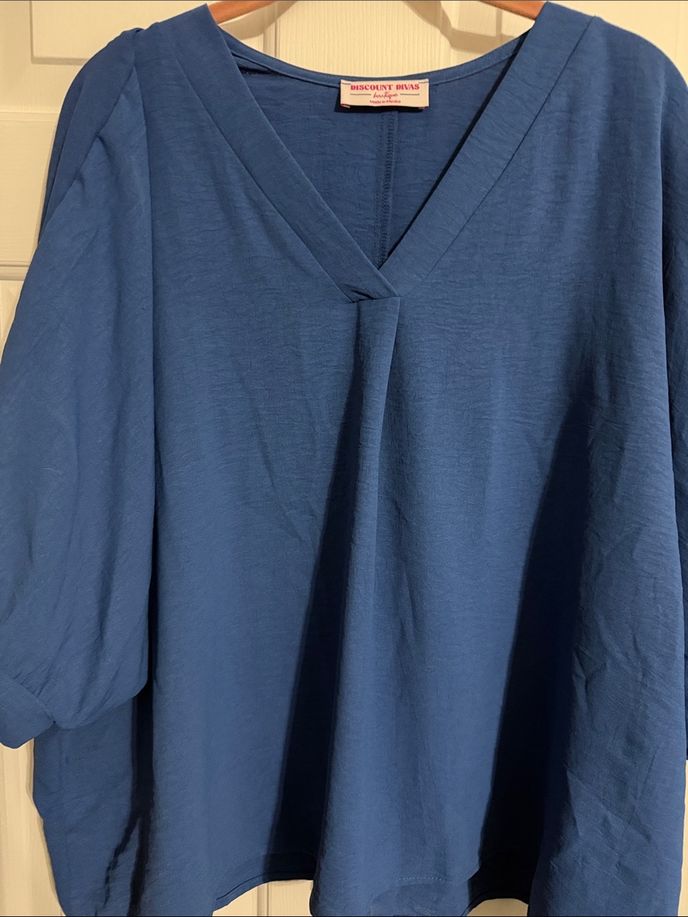 Blue V-Neck Women's Top